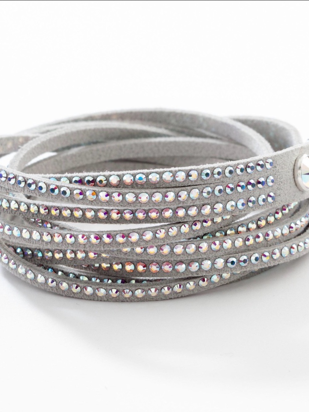 Touchstone Crystal Iridescent Rhinestone Wrap Bracelet Gray Swarovski